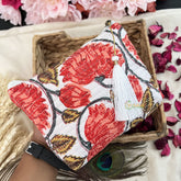 Vriksham Floral Cotton Pouch, Purse for Women with Zipper-White-G19190